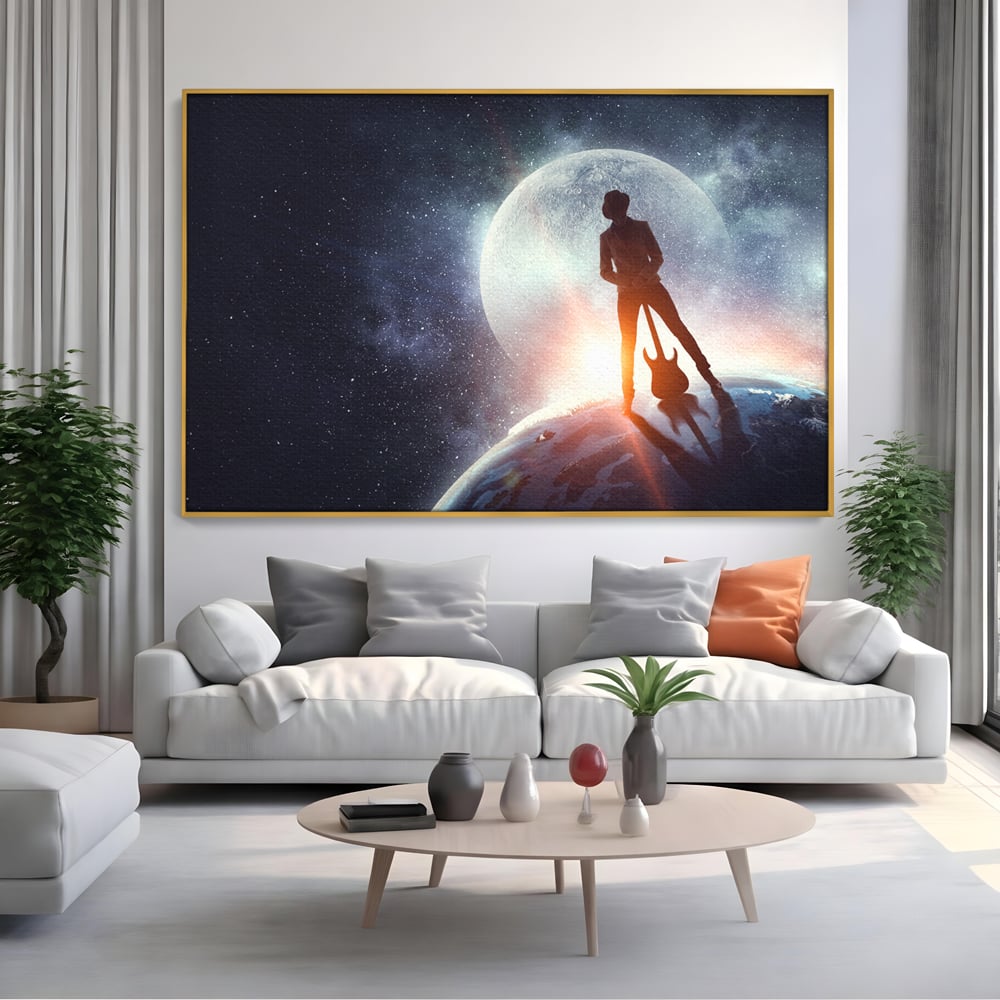 Tablou Canvas Premium LuxCanva® C1085, Cantaret In Varful Lumii , Inspirational, Univers, Chitara, Living Room, Bedroom, Relaxare, Culori Vibrante