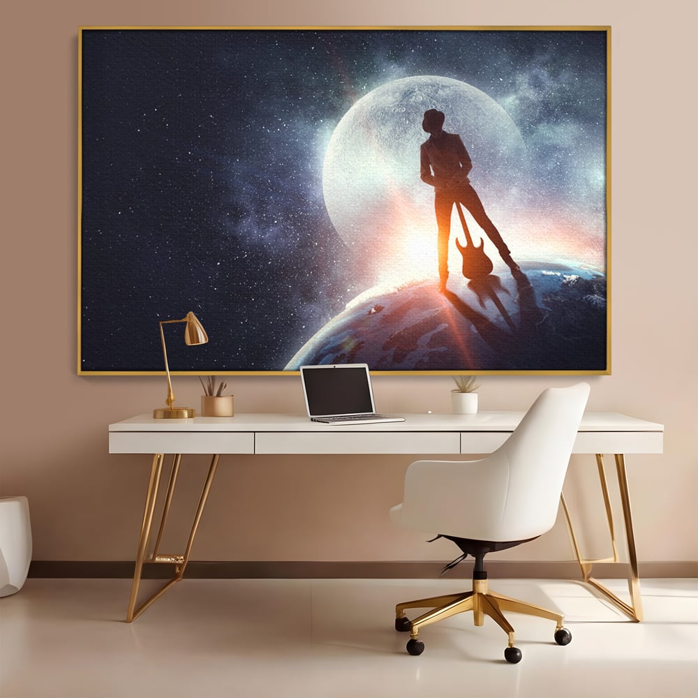 Tablou Canvas Premium LuxCanva® C1085, Cantaret In Varful Lumii , Inspirational, Univers, Chitara, Living Room, Bedroom, Relaxare, Culori Vibrante