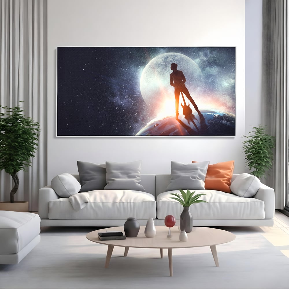 Tablou Canvas Premium LuxCanva® C1085, Cantaret In Varful Lumii , Inspirational, Univers, Chitara, Living Room, Bedroom, Relaxare, Culori Vibrante