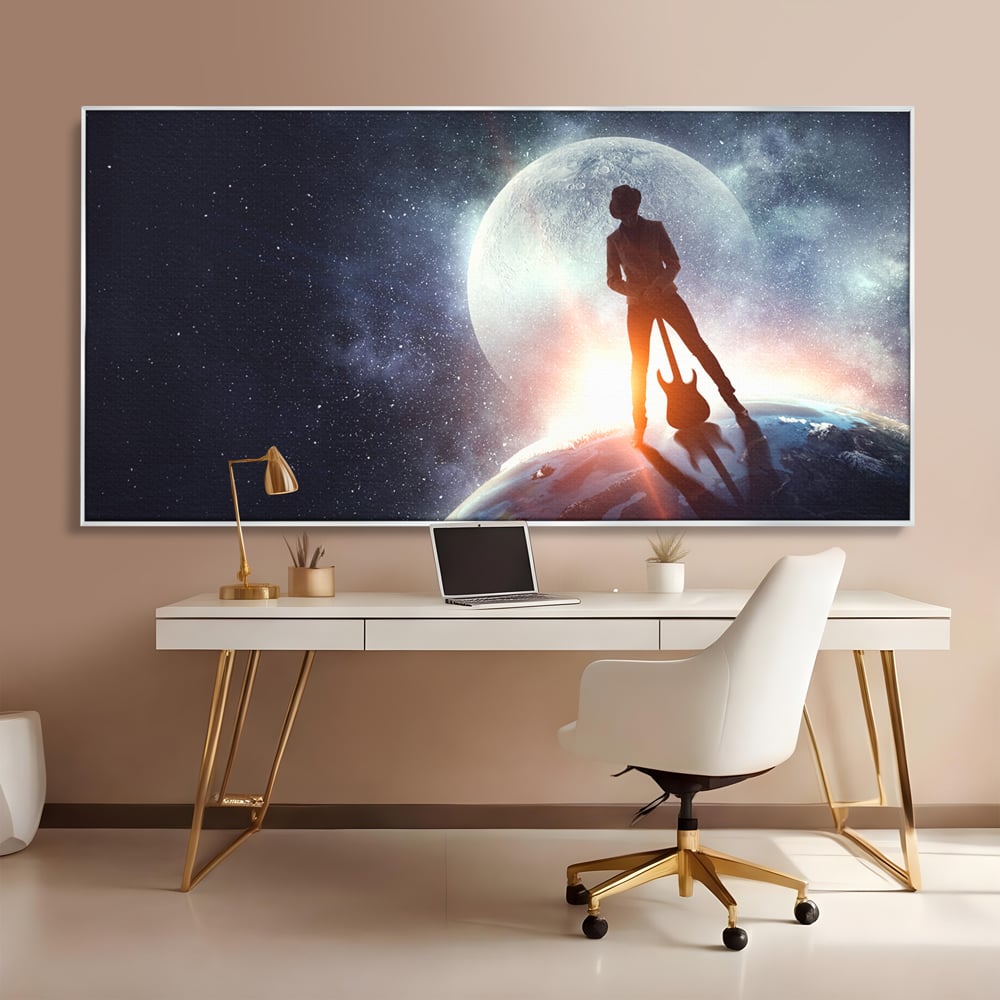 Tablou Canvas Premium LuxCanva® C1085, Cantaret In Varful Lumii , Inspirational, Univers, Chitara, Living Room, Bedroom, Relaxare, Culori Vibrante