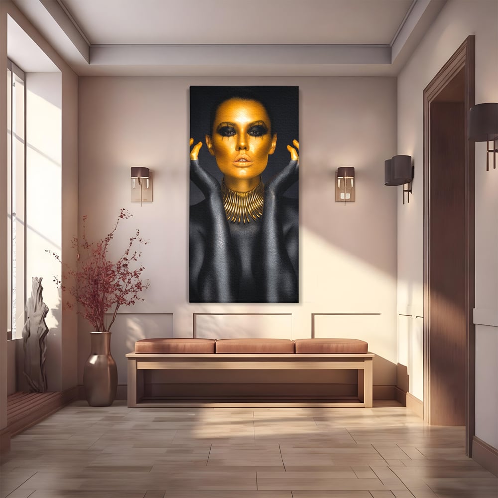 Tablou Canvas Premium LuxCanva® C1090, Wakanda Beauty , Gold, Femeie, Privire, Wakanda, Living Room, Bedroom, Relaxare, Culori Vibrante