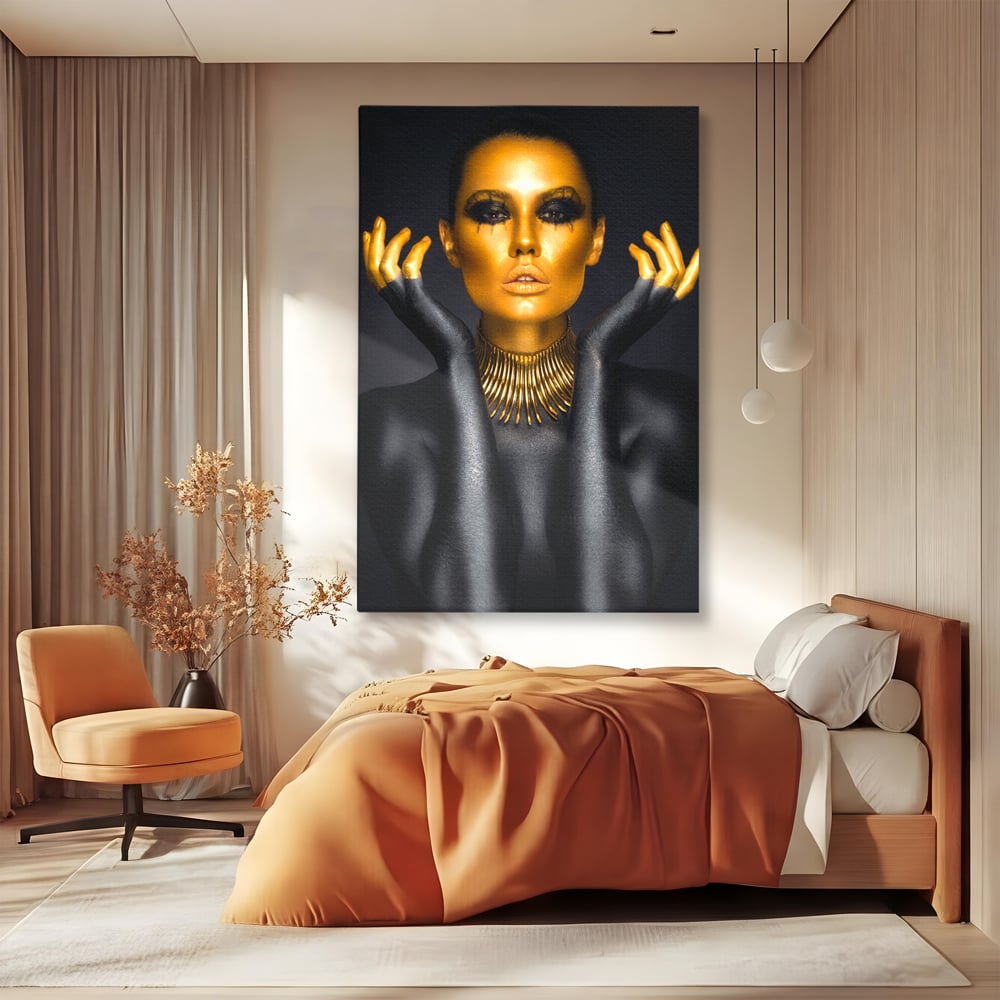Tablou Canvas Premium LuxCanva® C1090, Wakanda Beauty , Gold, Femeie, Privire, Wakanda, Living Room, Bedroom, Relaxare, Culori Vibrante