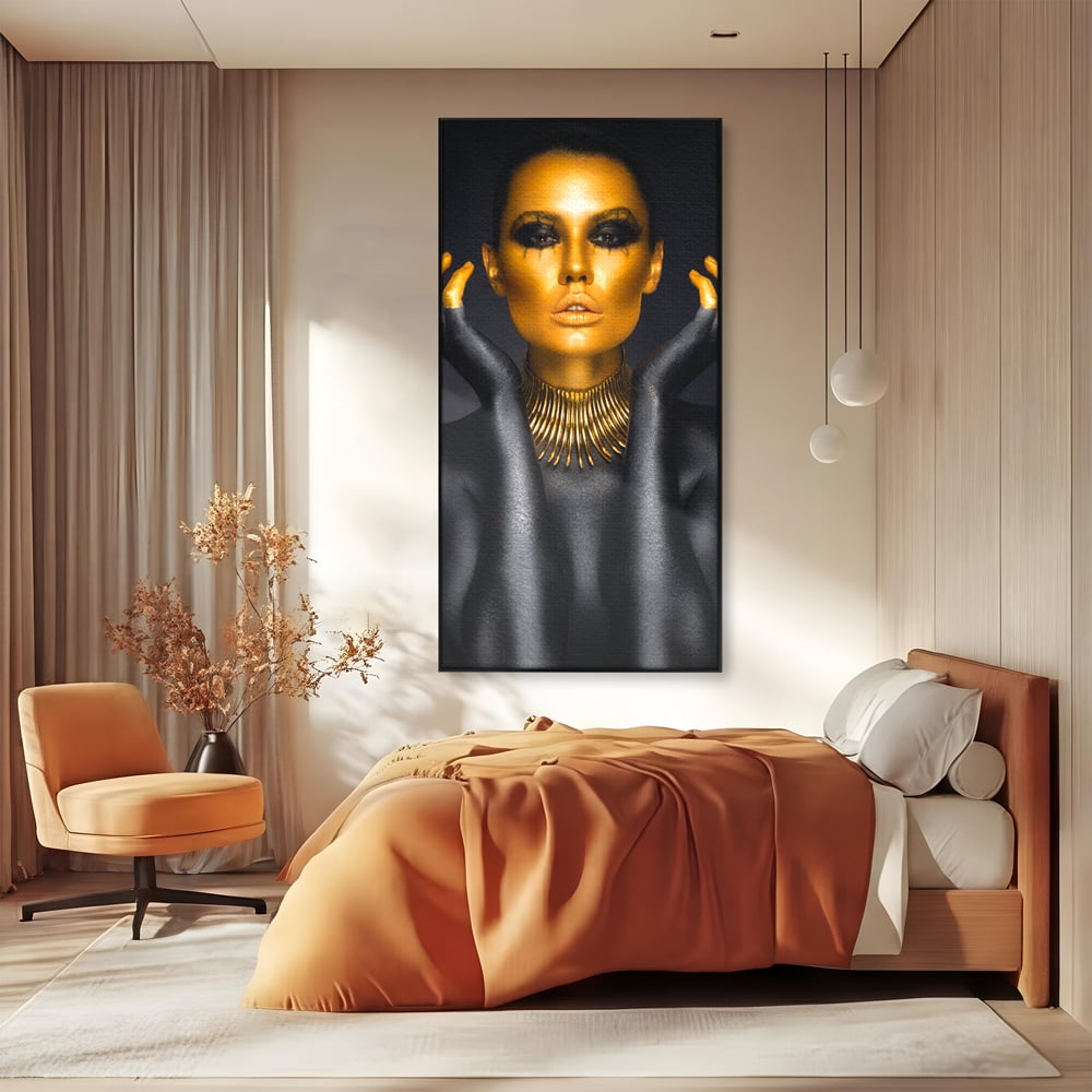 Tablou Canvas Premium LuxCanva® C1090, Wakanda Beauty , Gold, Femeie, Privire, Wakanda, Living Room, Bedroom, Relaxare, Culori Vibrante