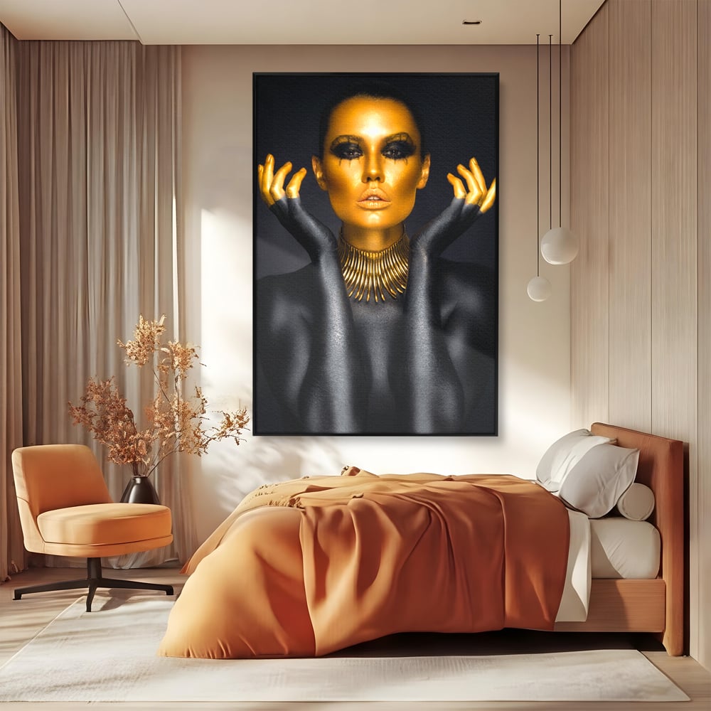Tablou Canvas Premium LuxCanva® C1090, Wakanda Beauty , Gold, Femeie, Privire, Wakanda, Living Room, Bedroom, Relaxare, Culori Vibrante