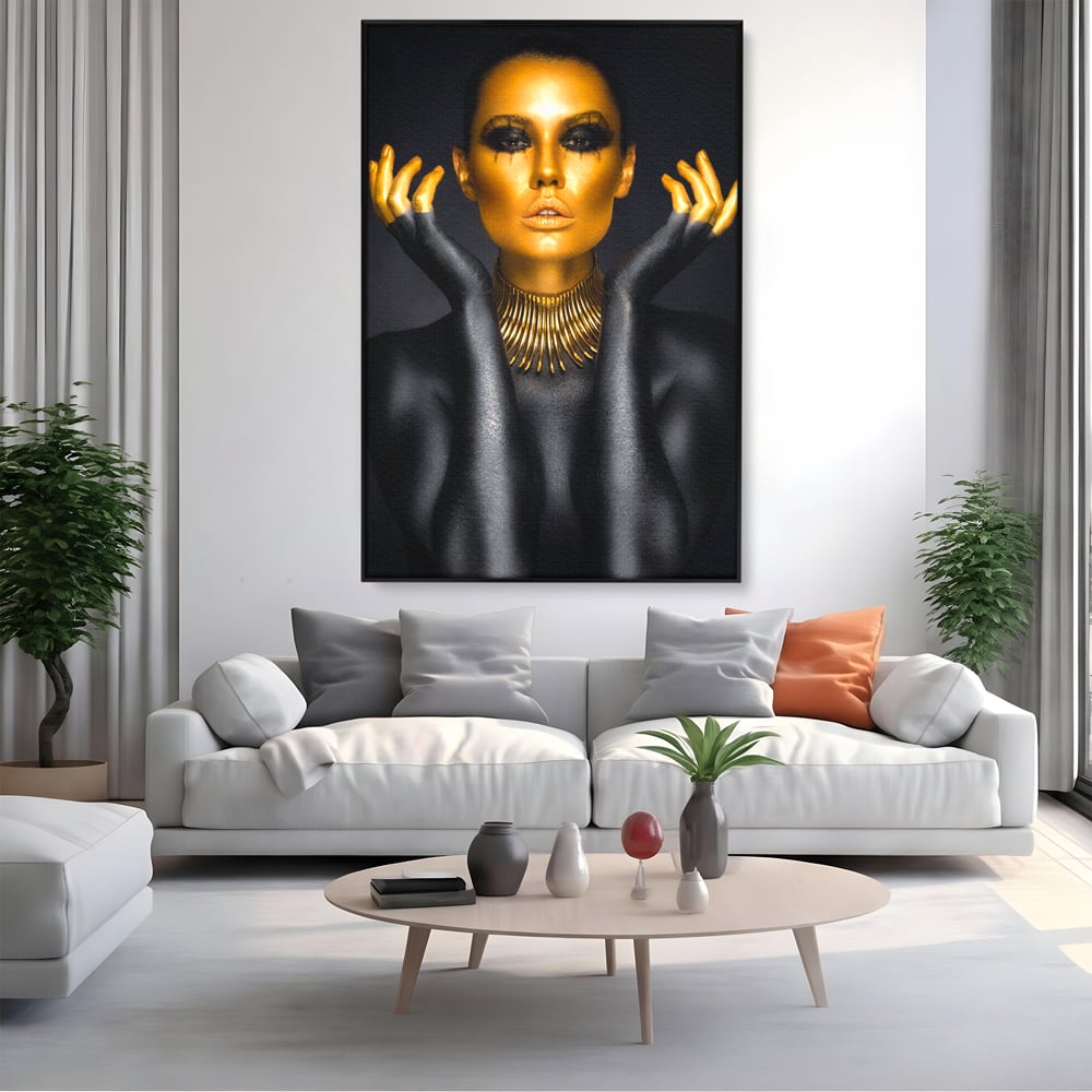 Tablou Canvas Premium LuxCanva® C1090, Wakanda Beauty , Gold, Femeie, Privire, Wakanda, Living Room, Bedroom, Relaxare, Culori Vibrante