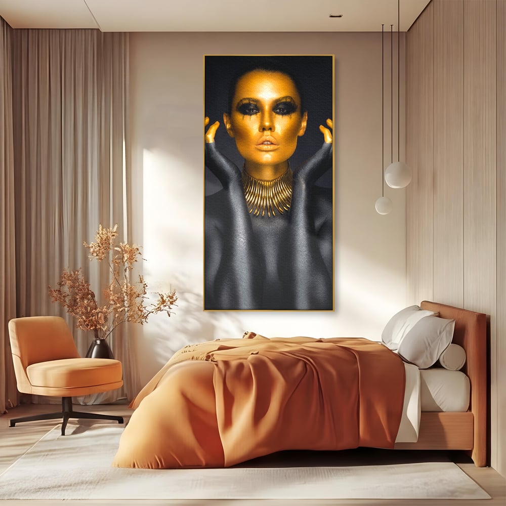 Tablou Canvas Premium LuxCanva® C1090, Wakanda Beauty , Gold, Femeie, Privire, Wakanda, Living Room, Bedroom, Relaxare, Culori Vibrante