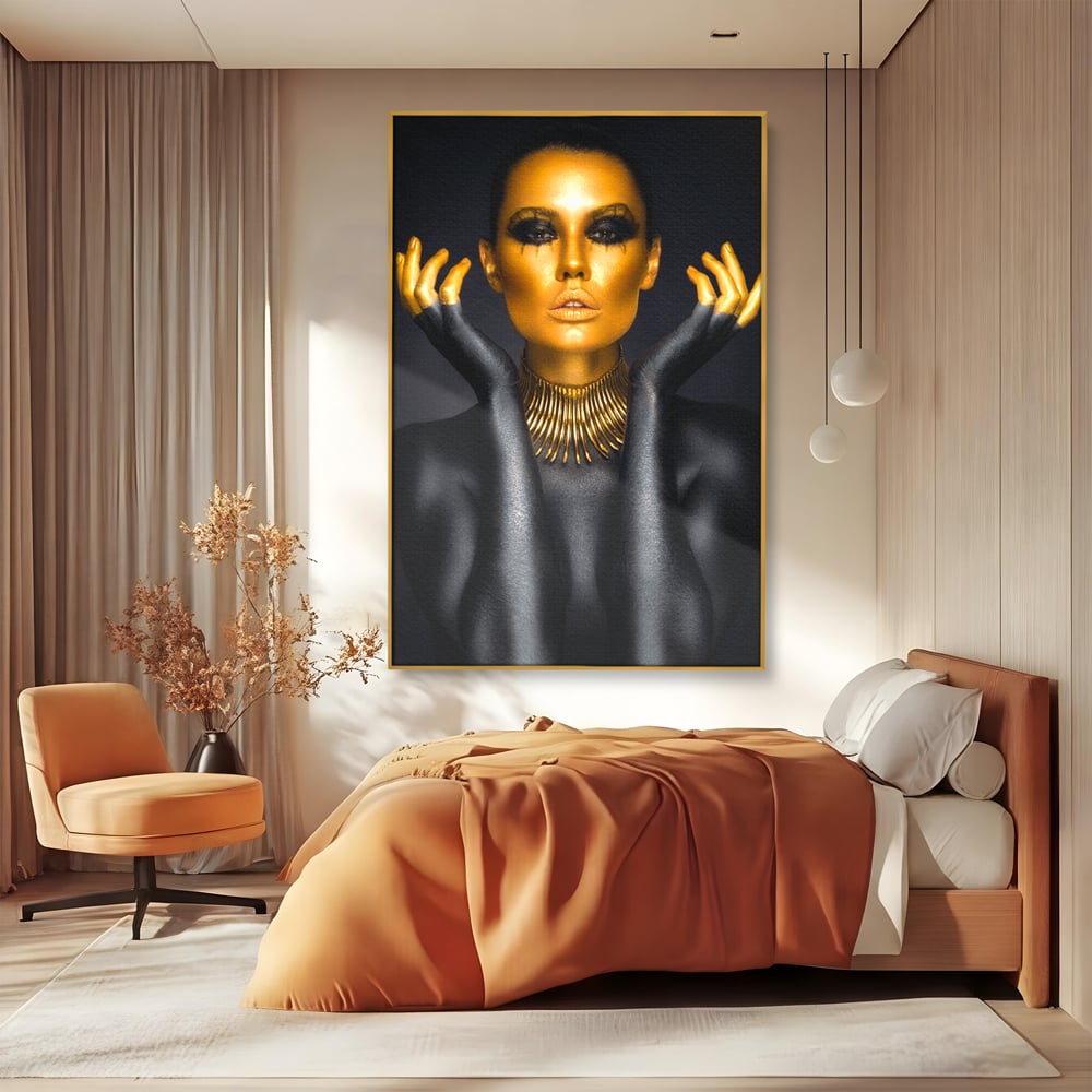 Tablou Canvas Premium LuxCanva® C1090, Wakanda Beauty , Gold, Femeie, Privire, Wakanda, Living Room, Bedroom, Relaxare, Culori Vibrante