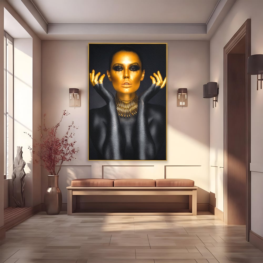 Tablou Canvas Premium LuxCanva® C1090, Wakanda Beauty , Gold, Femeie, Privire, Wakanda, Living Room, Bedroom, Relaxare, Culori Vibrante