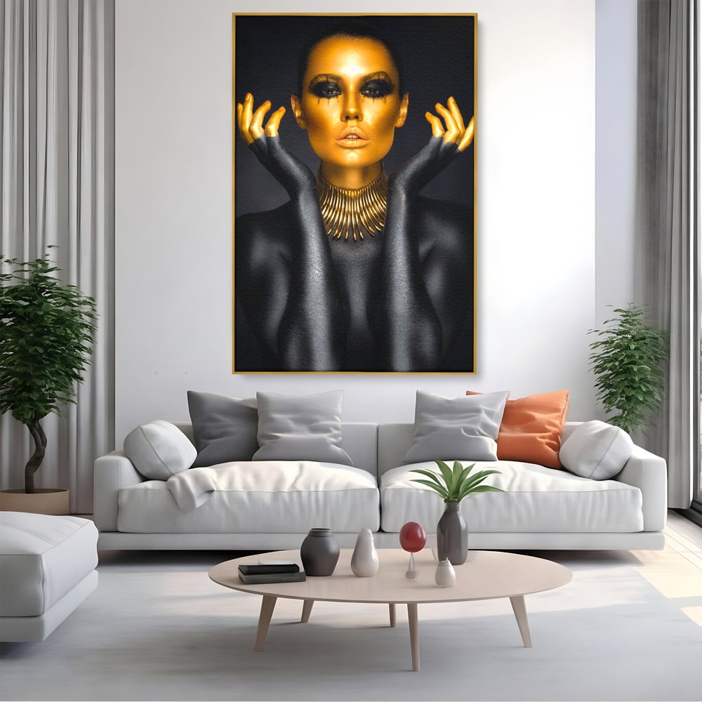 Tablou Canvas Premium LuxCanva® C1090, Wakanda Beauty , Gold, Femeie, Privire, Wakanda, Living Room, Bedroom, Relaxare, Culori Vibrante