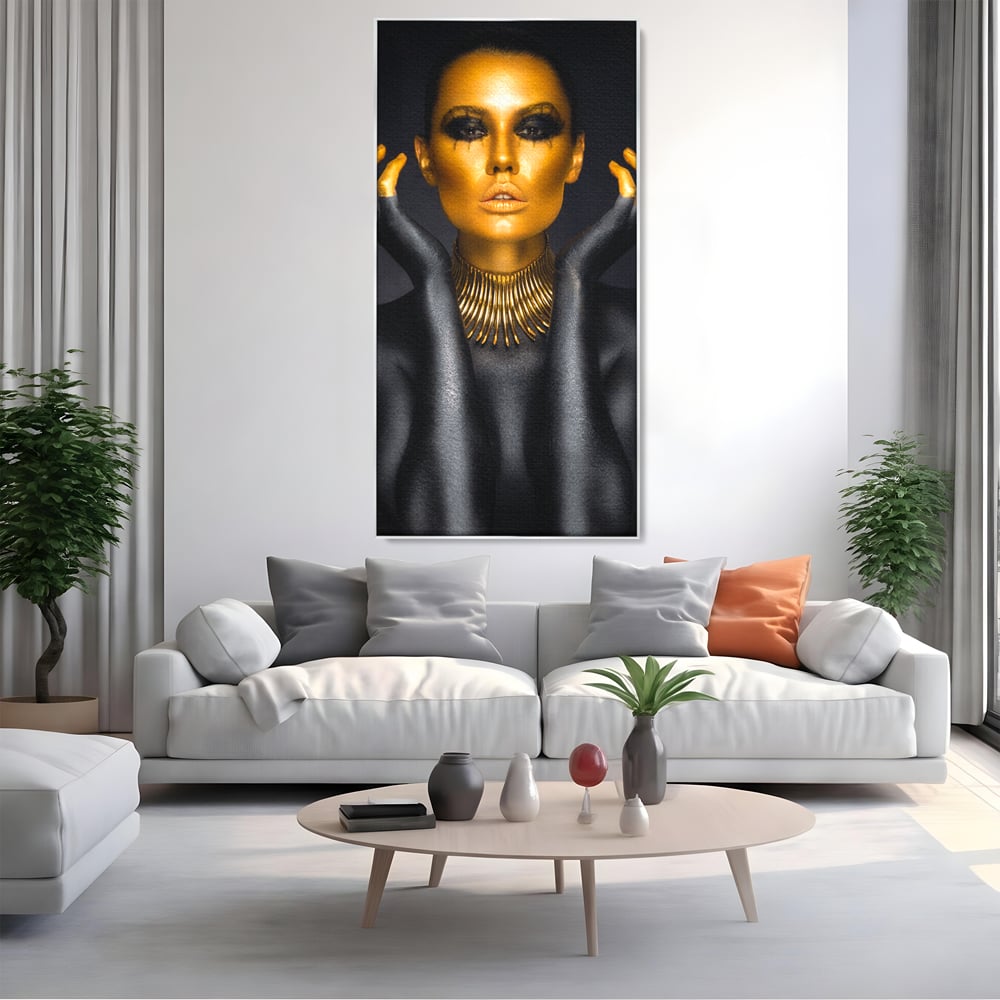 Tablou Canvas Premium LuxCanva® C1090, Wakanda Beauty , Gold, Femeie, Privire, Wakanda, Living Room, Bedroom, Relaxare, Culori Vibrante