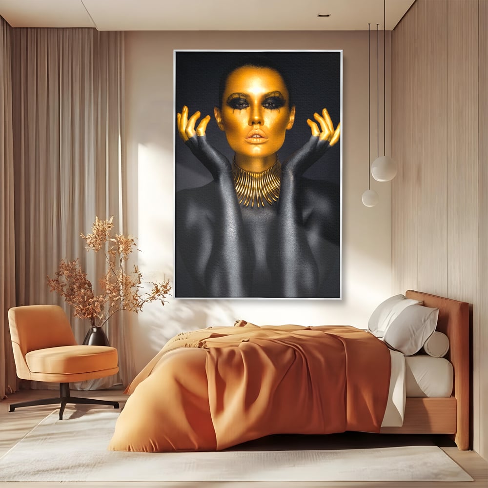 Tablou Canvas Premium LuxCanva® C1090, Wakanda Beauty , Gold, Femeie, Privire, Wakanda, Living Room, Bedroom, Relaxare, Culori Vibrante