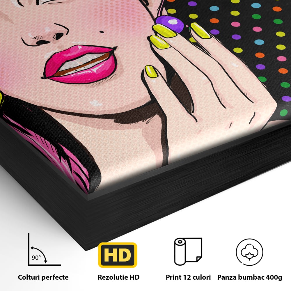Tablou Canvas Premium LuxCanva® C1091, Pin Up Girl ,  Femeie, Pin Up, Colours, Living Room, Bedroom, Relaxare, Culori Vibrante