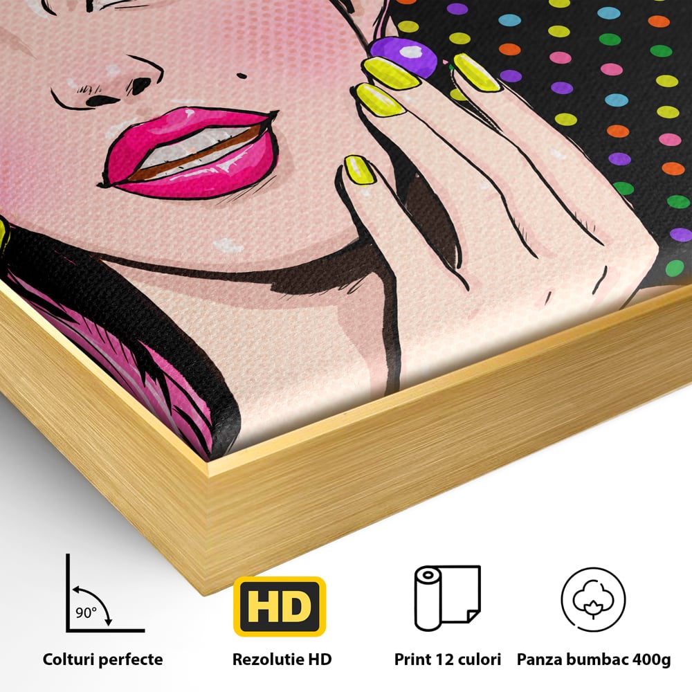 Tablou Canvas Premium LuxCanva® C1091, Pin Up Girl ,  Femeie, Pin Up, Colours, Living Room, Bedroom, Relaxare, Culori Vibrante