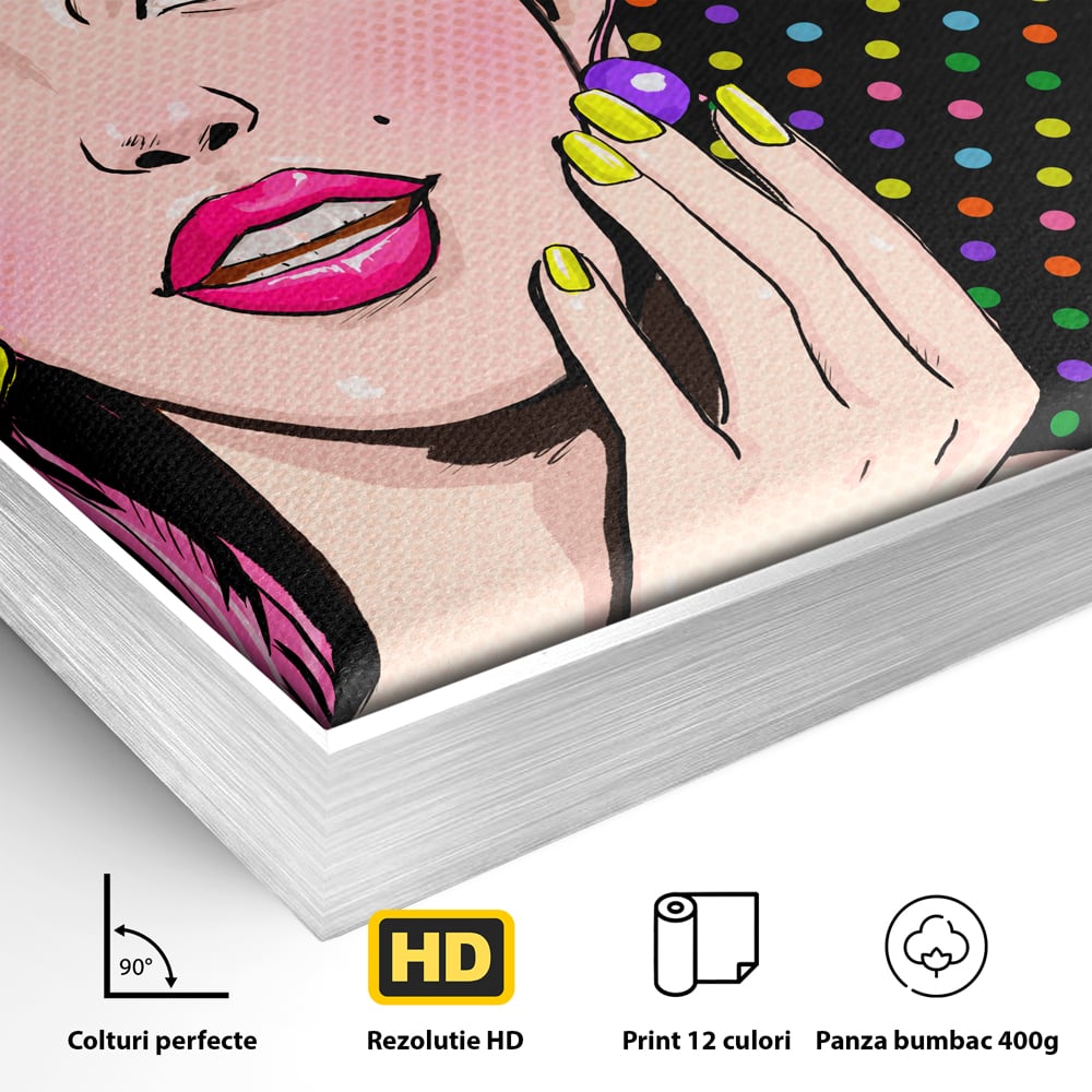 Tablou Canvas Premium LuxCanva® C1091, Pin Up Girl ,  Femeie, Pin Up, Colours, Living Room, Bedroom, Relaxare, Culori Vibrante