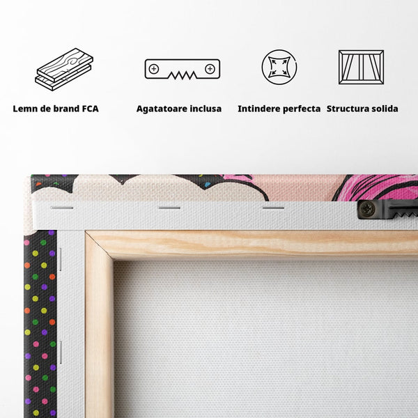 Tablou Canvas Premium LuxCanva® C1091, Pin Up Girl ,  Femeie, Pin Up, Colours, Living Room, Bedroom, Relaxare, Culori Vibrante