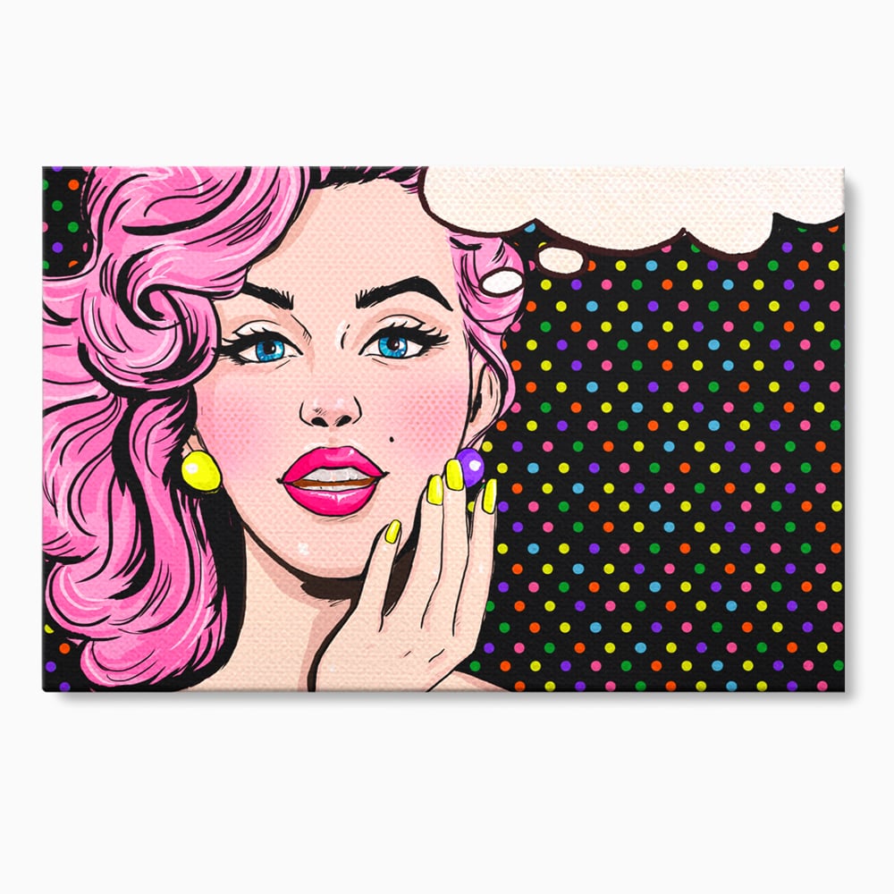 Tablou Canvas Premium LuxCanva® C1091, Pin Up Girl ,  Femeie, Pin Up, Colours, Living Room, Bedroom, Relaxare, Culori Vibrante