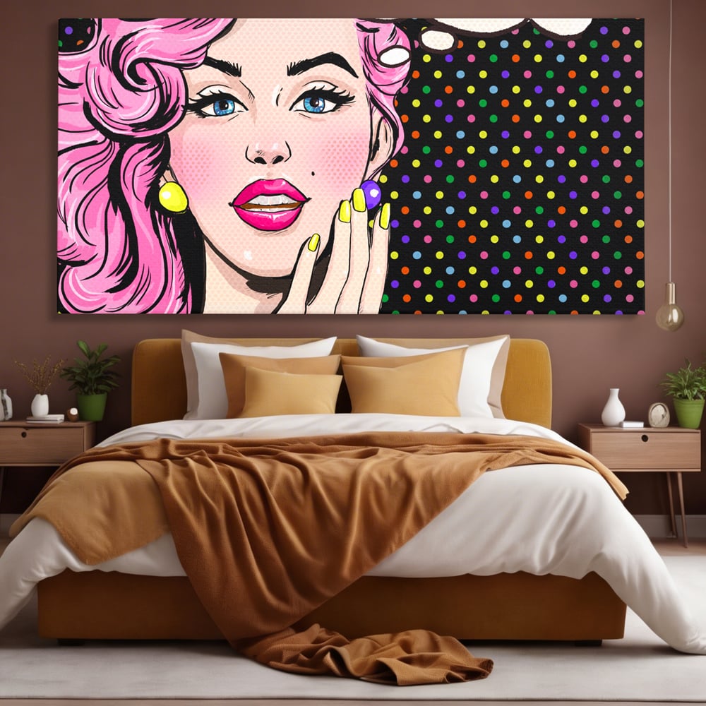 Tablou Canvas Premium LuxCanva® C1091, Pin Up Girl ,  Femeie, Pin Up, Colours, Living Room, Bedroom, Relaxare, Culori Vibrante