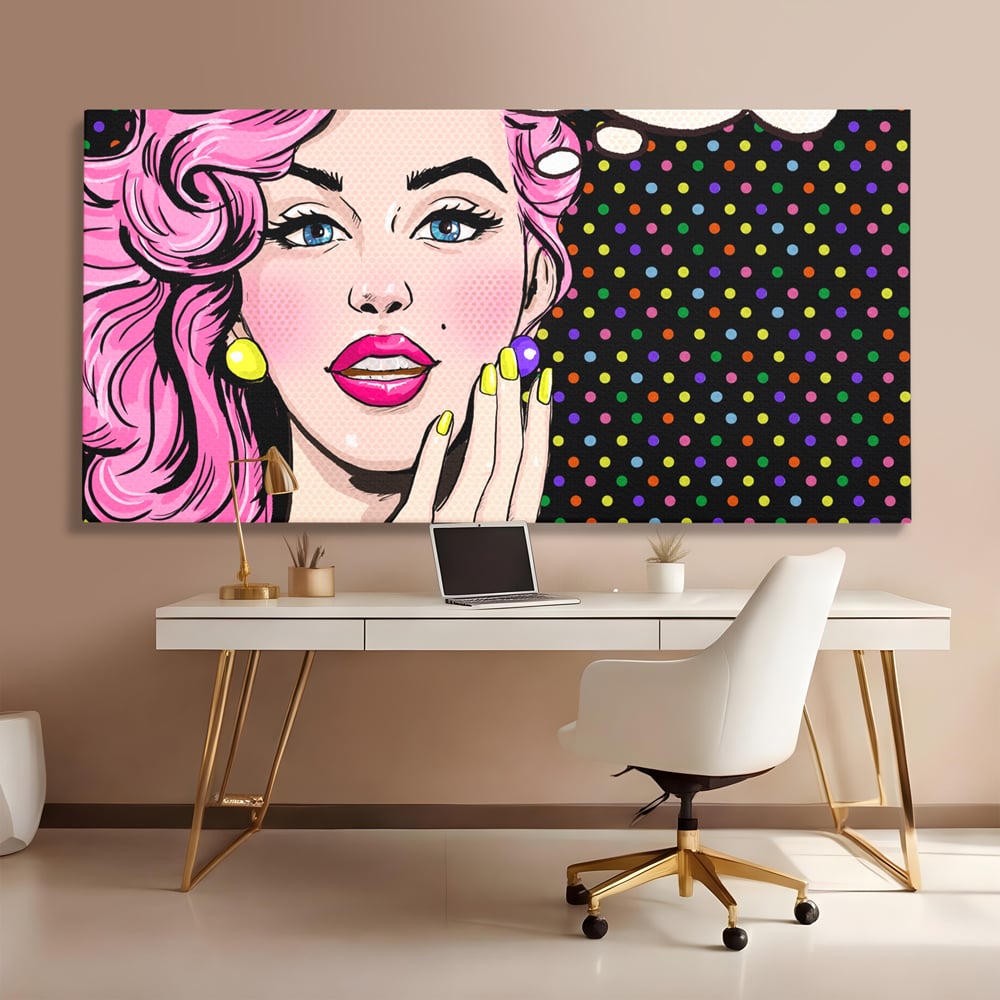Tablou Canvas Premium LuxCanva® C1091, Pin Up Girl ,  Femeie, Pin Up, Colours, Living Room, Bedroom, Relaxare, Culori Vibrante