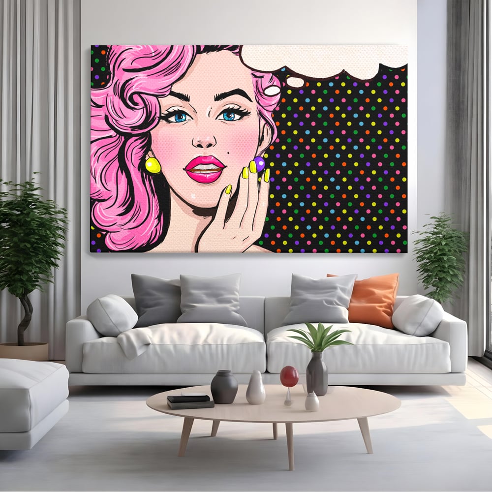 Tablou Canvas Premium LuxCanva® C1091, Pin Up Girl ,  Femeie, Pin Up, Colours, Living Room, Bedroom, Relaxare, Culori Vibrante