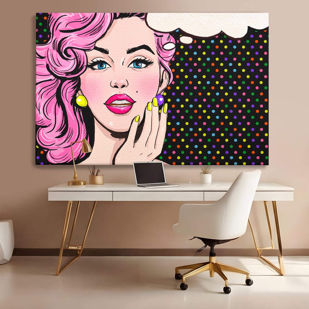 Tablou Canvas Premium LuxCanva® C1091, Pin Up Girl ,  Femeie, Pin Up, Colours, Living Room, Bedroom, Relaxare, Culori Vibrante