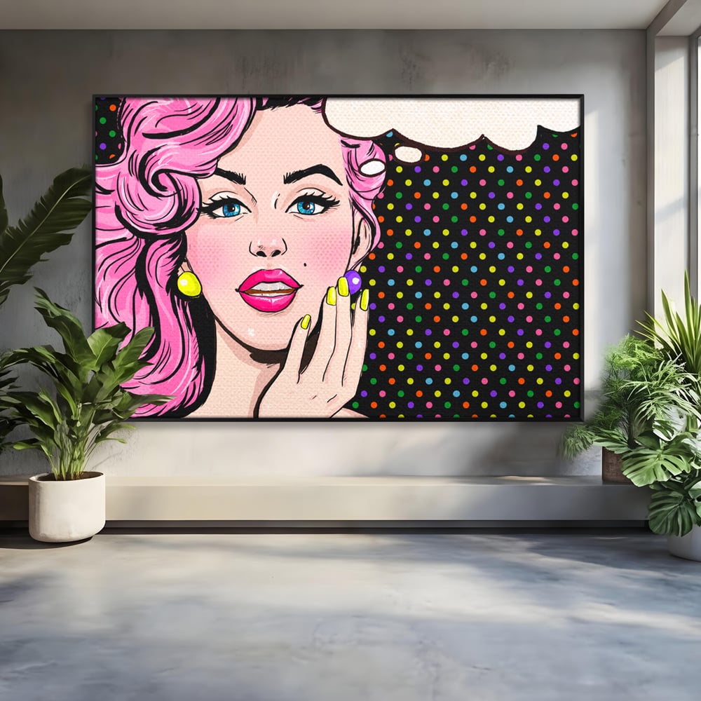 Tablou Canvas Premium LuxCanva® C1091, Pin Up Girl ,  Femeie, Pin Up, Colours, Living Room, Bedroom, Relaxare, Culori Vibrante