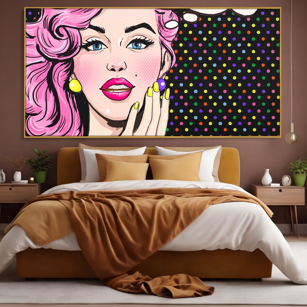 Tablou Canvas Premium LuxCanva® C1091, Pin Up Girl ,  Femeie, Pin Up, Colours, Living Room, Bedroom, Relaxare, Culori Vibrante