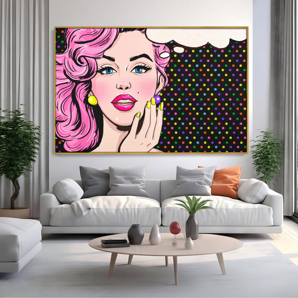 Tablou Canvas Premium LuxCanva® C1091, Pin Up Girl ,  Femeie, Pin Up, Colours, Living Room, Bedroom, Relaxare, Culori Vibrante