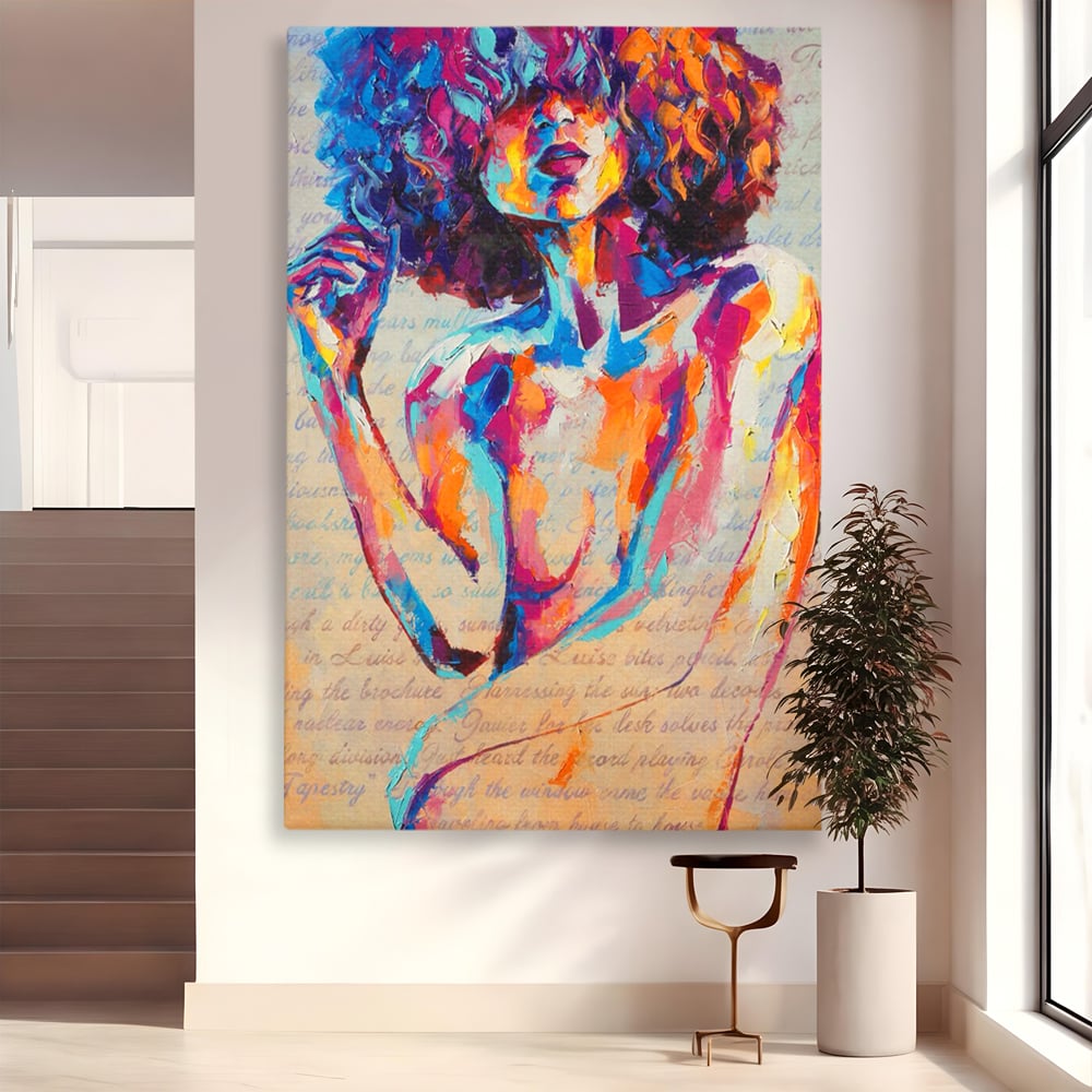 Tablou Canvas Premium LuxCanva® C1093, Nude Girl Abstract Paint , Femeie, Abstract, Beautiful, Living Room, Bedroom, Relaxare, Culori Vibrante