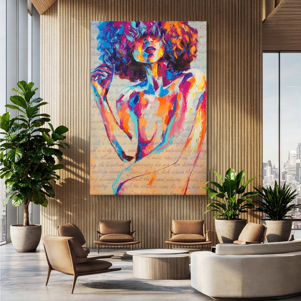 Tablou Canvas Premium LuxCanva® C1093, Nude Girl Abstract Paint , Femeie, Abstract, Beautiful, Living Room, Bedroom, Relaxare, Culori Vibrante