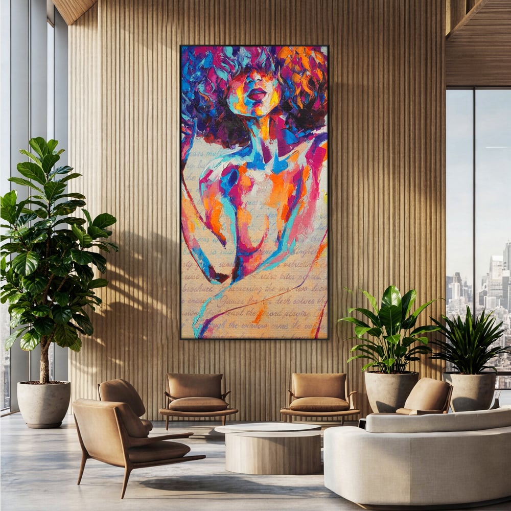 Tablou Canvas Premium LuxCanva® C1093, Nude Girl Abstract Paint , Femeie, Abstract, Beautiful, Living Room, Bedroom, Relaxare, Culori Vibrante