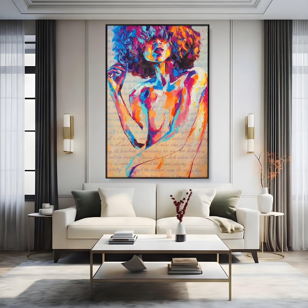 Tablou Canvas Premium LuxCanva® C1093, Nude Girl Abstract Paint , Femeie, Abstract, Beautiful, Living Room, Bedroom, Relaxare, Culori Vibrante