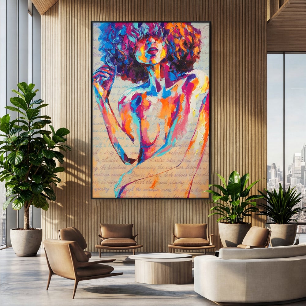 Tablou Canvas Premium LuxCanva® C1093, Nude Girl Abstract Paint , Femeie, Abstract, Beautiful, Living Room, Bedroom, Relaxare, Culori Vibrante