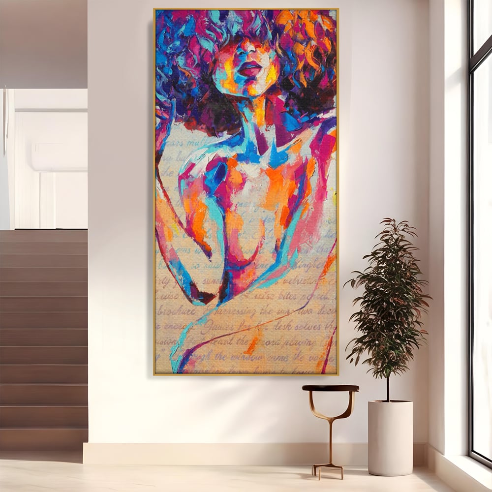Tablou Canvas Premium LuxCanva® C1093, Nude Girl Abstract Paint , Femeie, Abstract, Beautiful, Living Room, Bedroom, Relaxare, Culori Vibrante