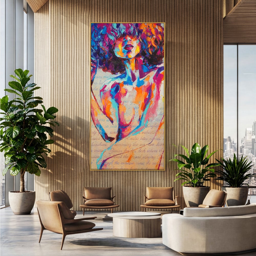 Tablou Canvas Premium LuxCanva® C1093, Nude Girl Abstract Paint , Femeie, Abstract, Beautiful, Living Room, Bedroom, Relaxare, Culori Vibrante