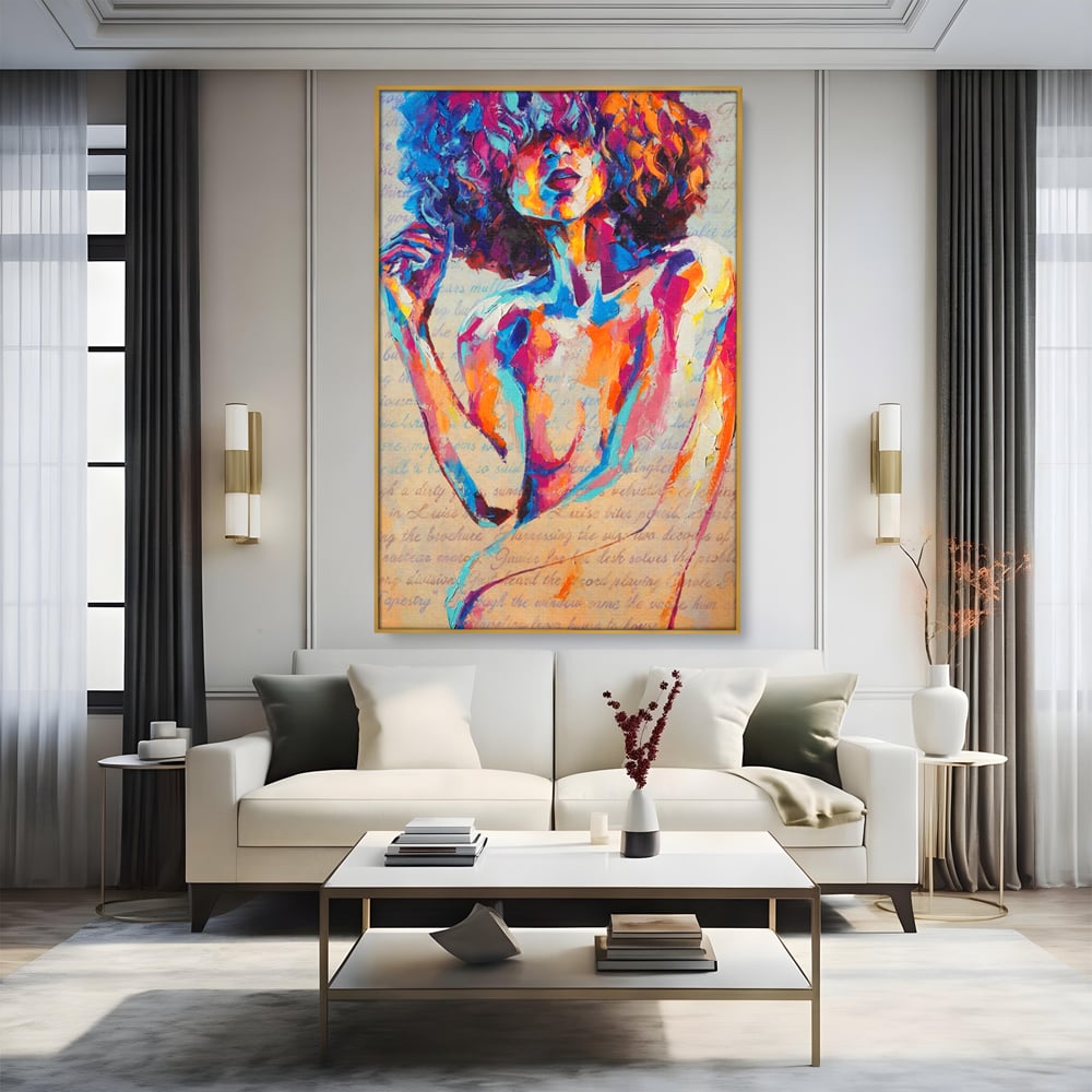 Tablou Canvas Premium LuxCanva® C1093, Nude Girl Abstract Paint , Femeie, Abstract, Beautiful, Living Room, Bedroom, Relaxare, Culori Vibrante