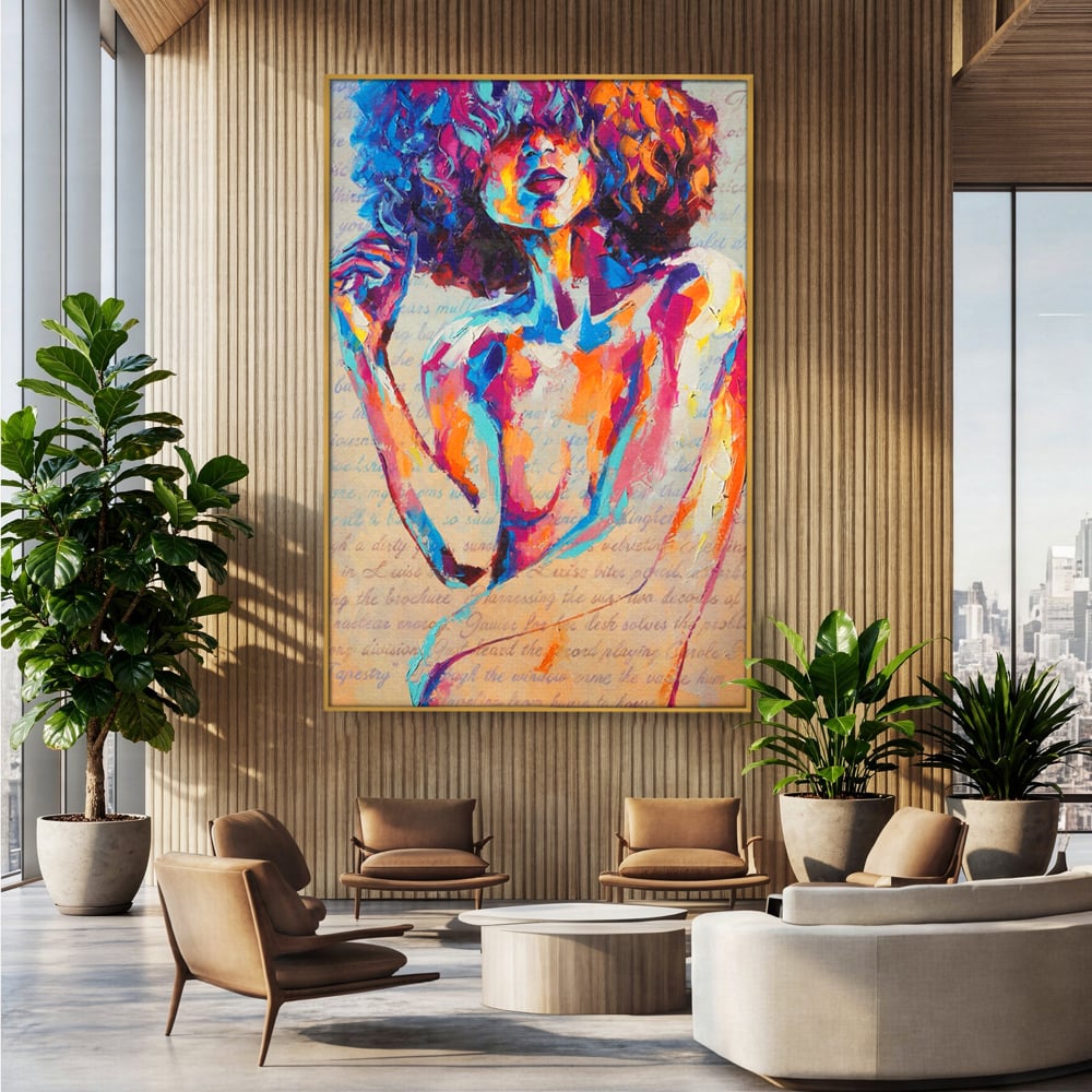 Tablou Canvas Premium LuxCanva® C1093, Nude Girl Abstract Paint , Femeie, Abstract, Beautiful, Living Room, Bedroom, Relaxare, Culori Vibrante