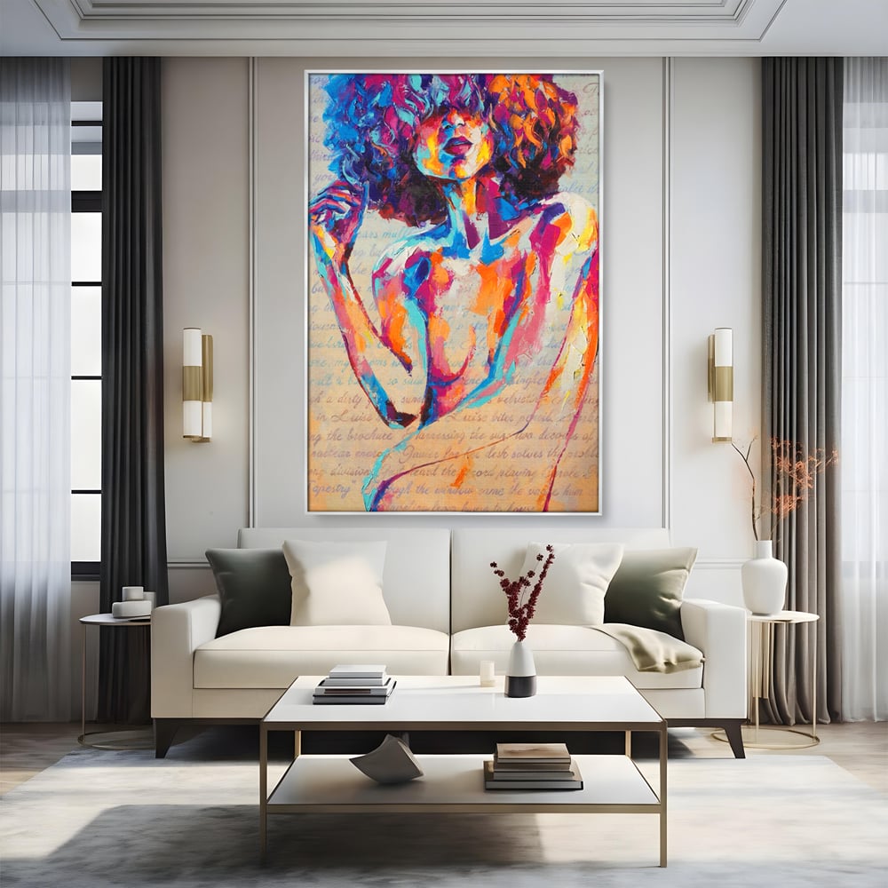 Tablou Canvas Premium LuxCanva® C1093, Nude Girl Abstract Paint , Femeie, Abstract, Beautiful, Living Room, Bedroom, Relaxare, Culori Vibrante