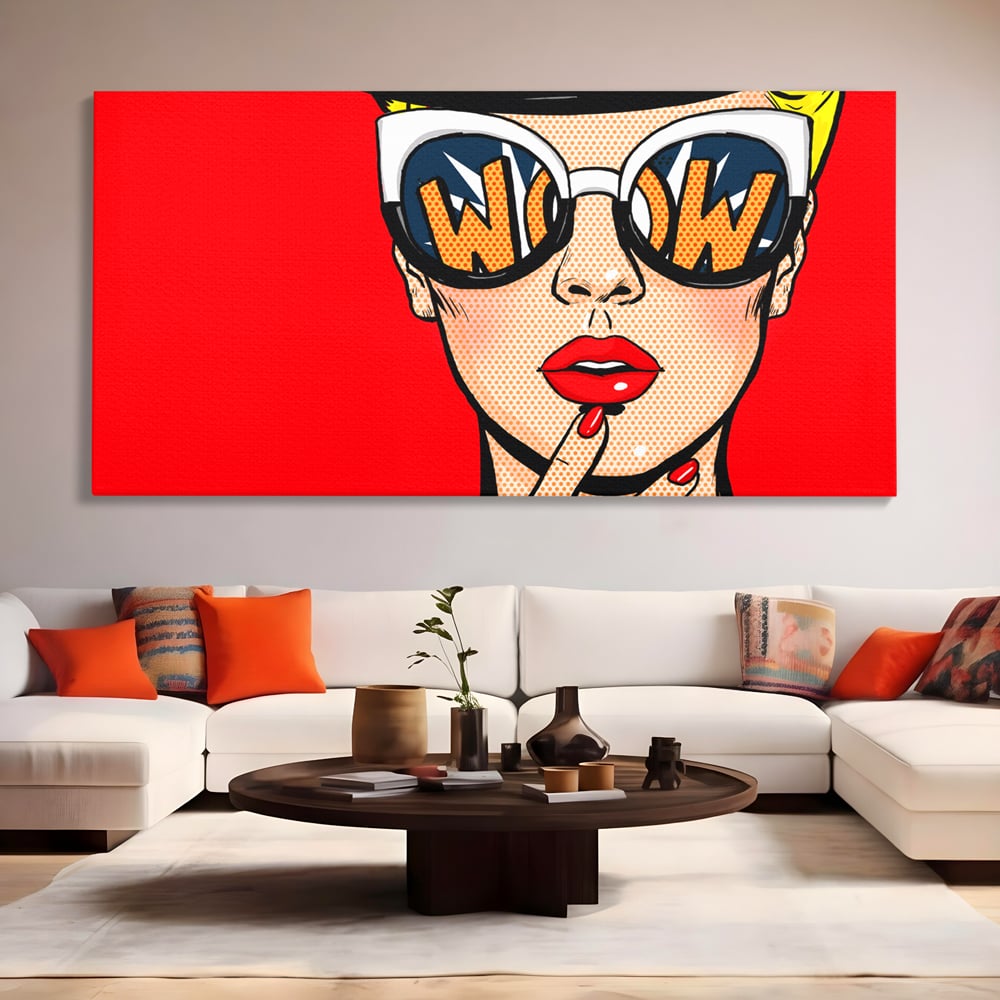 Leinwand Wandkunst Premium LuxCanva® C1095, Pop-Art-Gemälde, Frau, schön, Wohnzimmer, Schlafzimmer, entspannend, lebendige Farben
