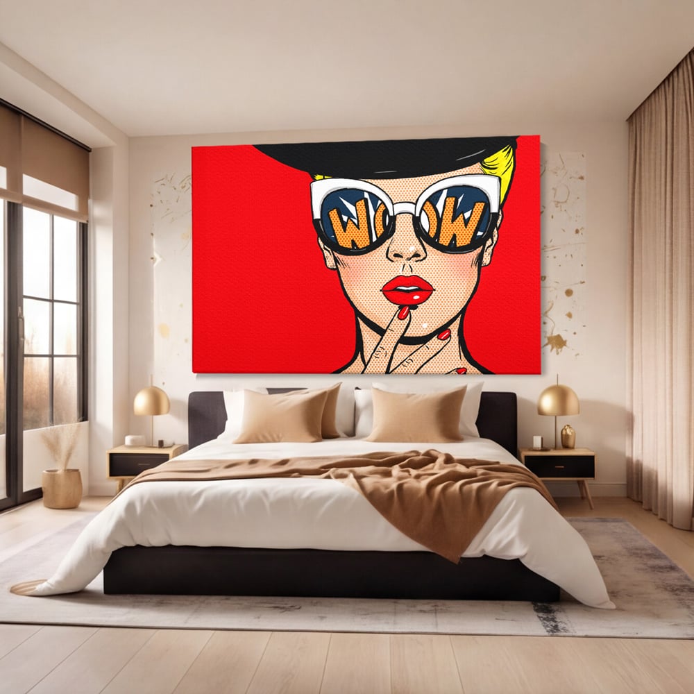 Leinwand Wandkunst Premium LuxCanva® C1095, Pop-Art-Gemälde, Frau, schön, Wohnzimmer, Schlafzimmer, entspannend, lebendige Farben