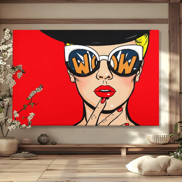 Leinwand Wandkunst Premium LuxCanva® C1095, Pop-Art-Gemälde, Frau, schön, Wohnzimmer, Schlafzimmer, entspannend, lebendige Farben