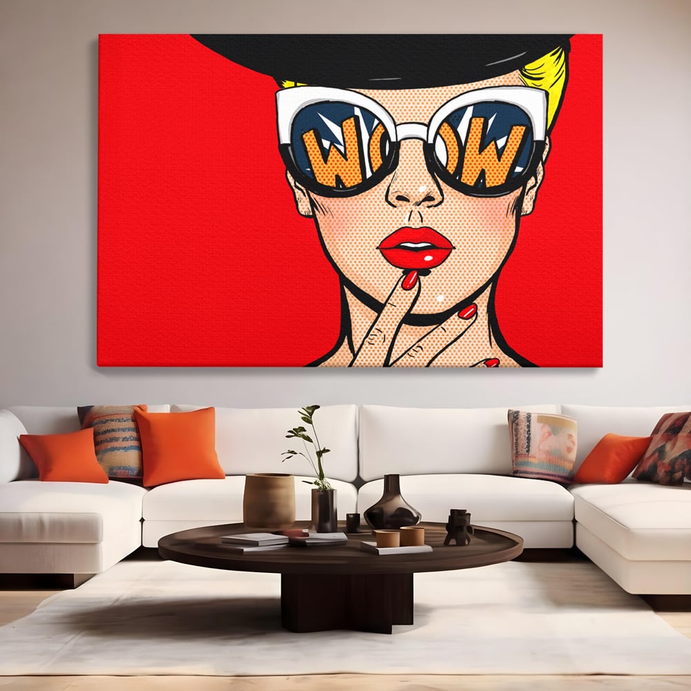 Leinwand Wandkunst Premium LuxCanva® C1095, Pop-Art-Gemälde, Frau, schön, Wohnzimmer, Schlafzimmer, entspannend, lebendige Farben