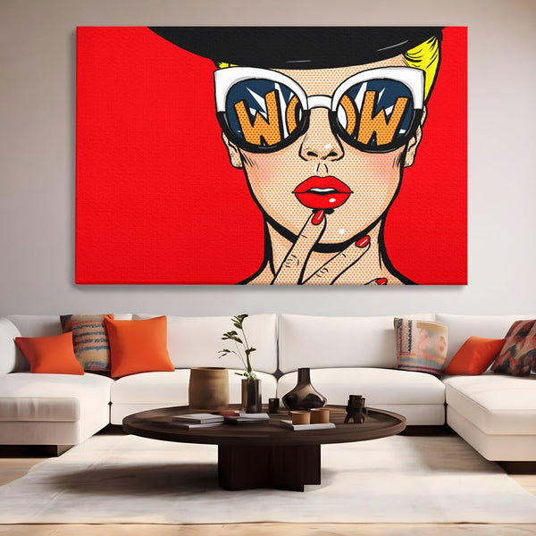Leinwand Wandkunst Premium LuxCanva® C1095, Pop-Art-Gemälde, Frau, schön, Wohnzimmer, Schlafzimmer, entspannend, lebendige Farben