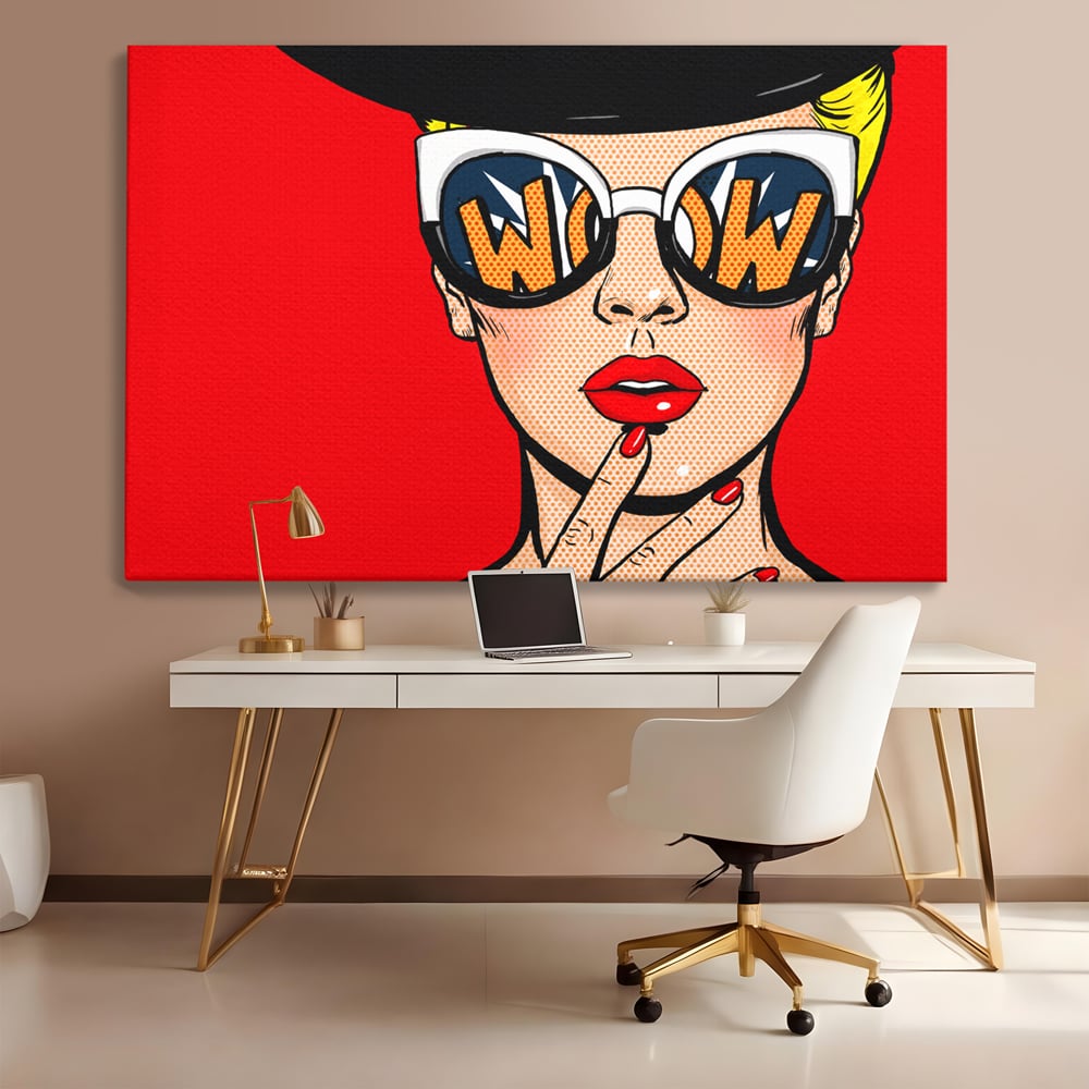 Leinwand Wandkunst Premium LuxCanva® C1095, Pop-Art-Gemälde, Frau, schön, Wohnzimmer, Schlafzimmer, entspannend, lebendige Farben