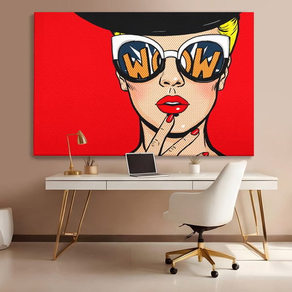 Leinwand Wandkunst Premium LuxCanva® C1095, Pop-Art-Gemälde, Frau, schön, Wohnzimmer, Schlafzimmer, entspannend, lebendige Farben