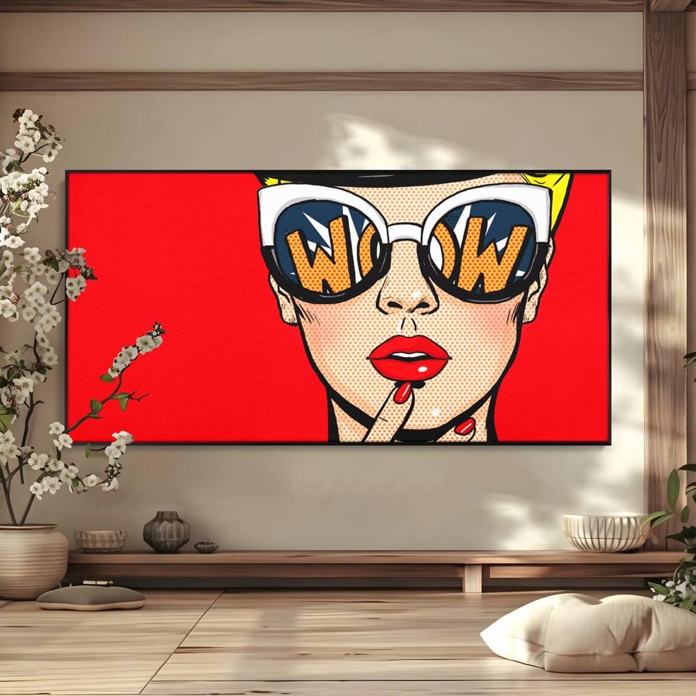 Leinwand Wandkunst Premium LuxCanva® C1095, Pop-Art-Gemälde, Frau, schön, Wohnzimmer, Schlafzimmer, entspannend, lebendige Farben