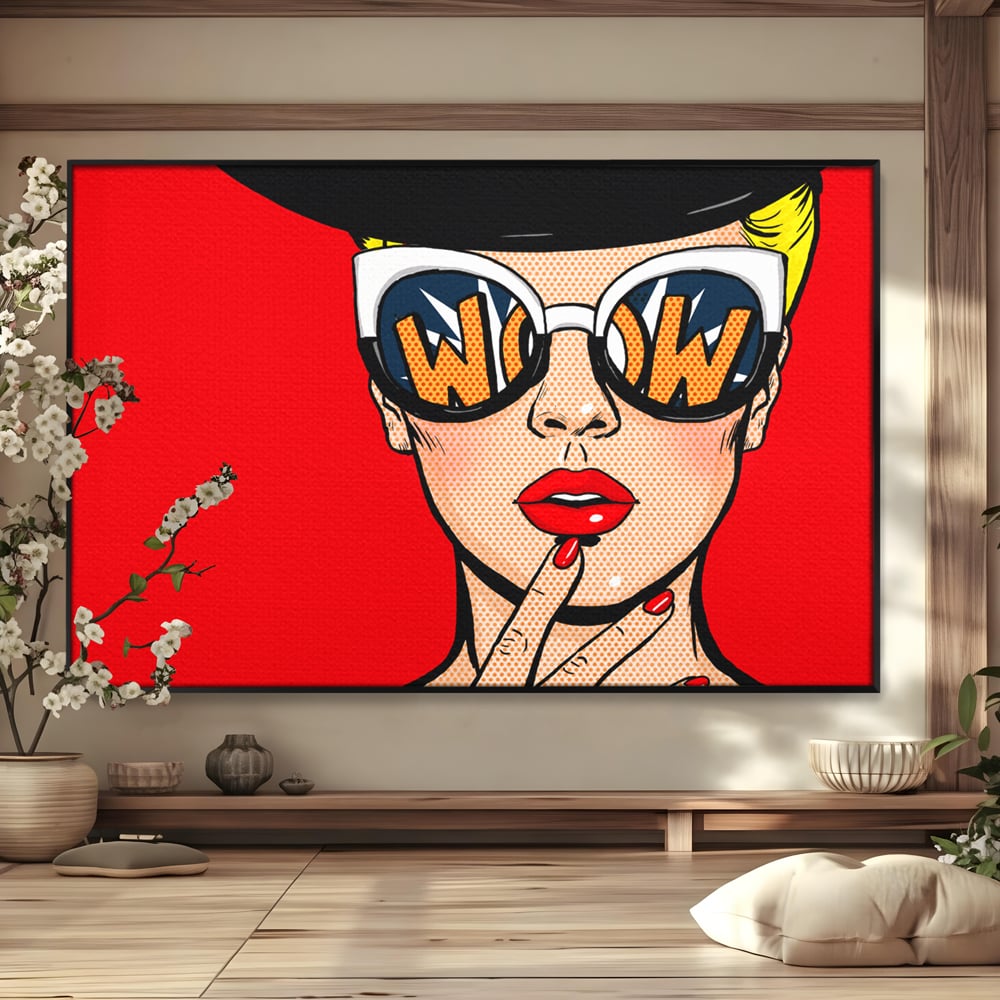 Leinwand Wandkunst Premium LuxCanva® C1095, Pop-Art-Gemälde, Frau, schön, Wohnzimmer, Schlafzimmer, entspannend, lebendige Farben