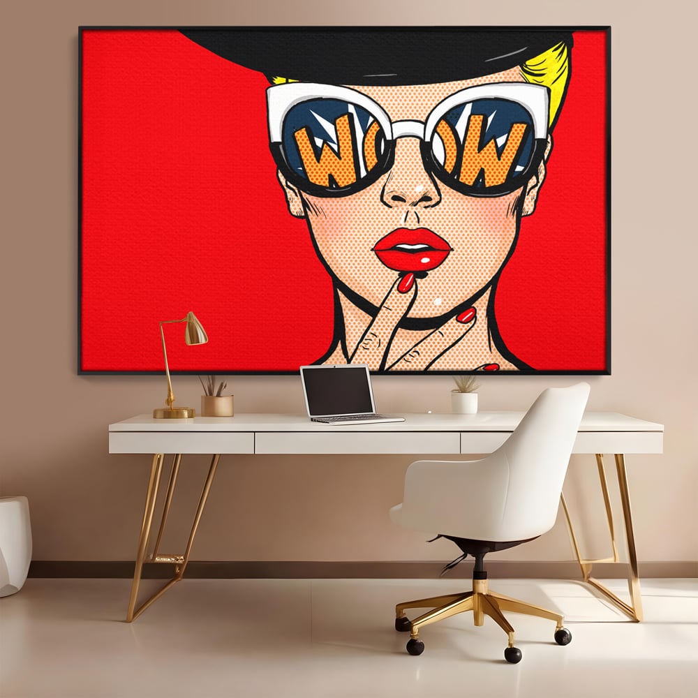 Leinwand Wandkunst Premium LuxCanva® C1095, Pop-Art-Gemälde, Frau, schön, Wohnzimmer, Schlafzimmer, entspannend, lebendige Farben