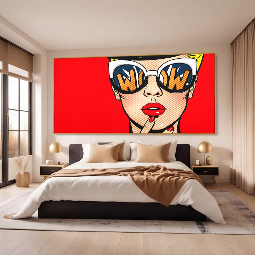Leinwand Wandkunst Premium LuxCanva® C1095, Pop-Art-Gemälde, Frau, schön, Wohnzimmer, Schlafzimmer, entspannend, lebendige Farben