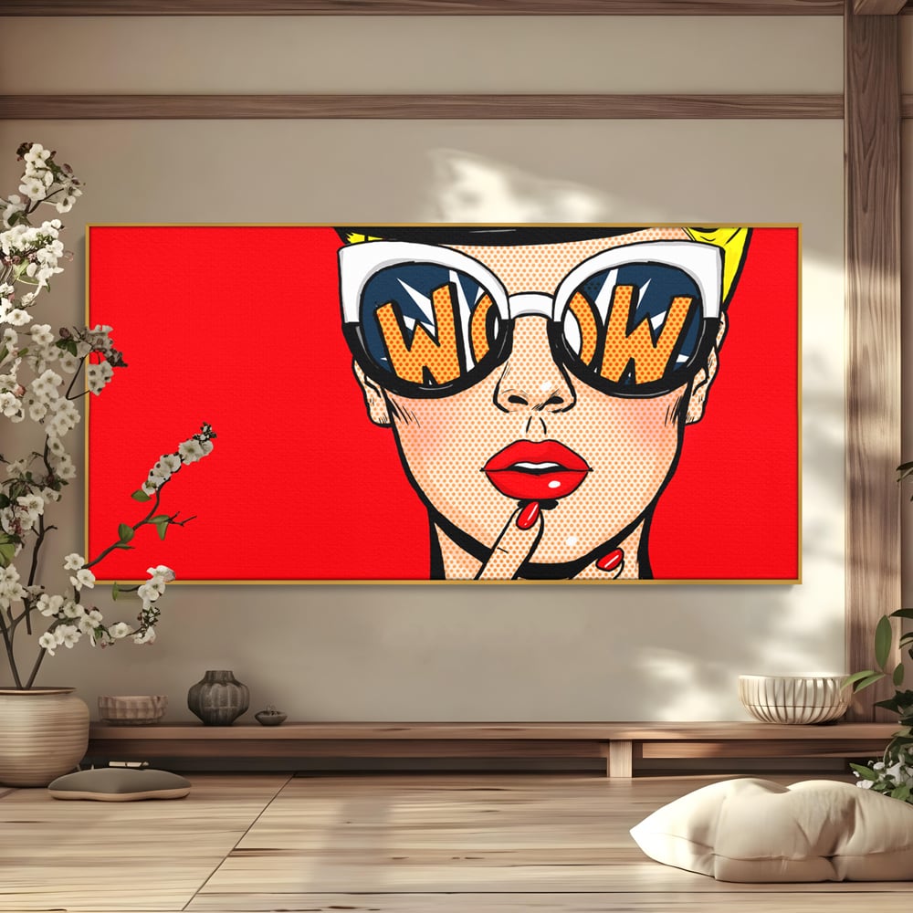 Leinwand Wandkunst Premium LuxCanva® C1095, Pop-Art-Gemälde, Frau, schön, Wohnzimmer, Schlafzimmer, entspannend, lebendige Farben