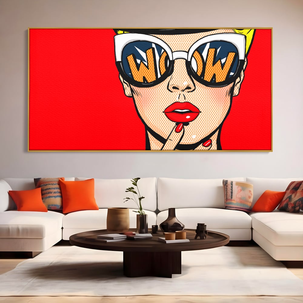 Leinwand Wandkunst Premium LuxCanva® C1095, Pop-Art-Gemälde, Frau, schön, Wohnzimmer, Schlafzimmer, entspannend, lebendige Farben